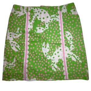 Lilly Pulitzer Roslyn Skirt Size 2 Not So Crabby Green Pink Crab Mini 2009